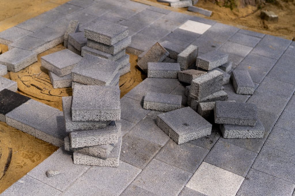 A tile of bricks stacked on top of each other.